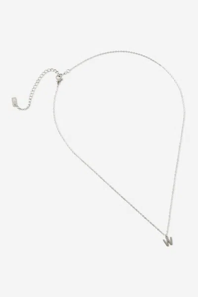 Cotton On Waterproof Pendant Necklace In Silver Initial W Classic Fine Chain