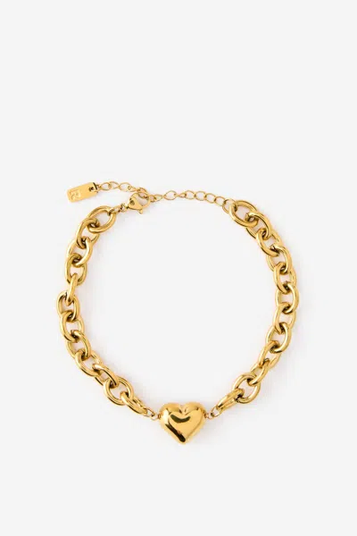 Cotton On Waterproof Single Bracelet In Gold Chubby Heart Oval Chain