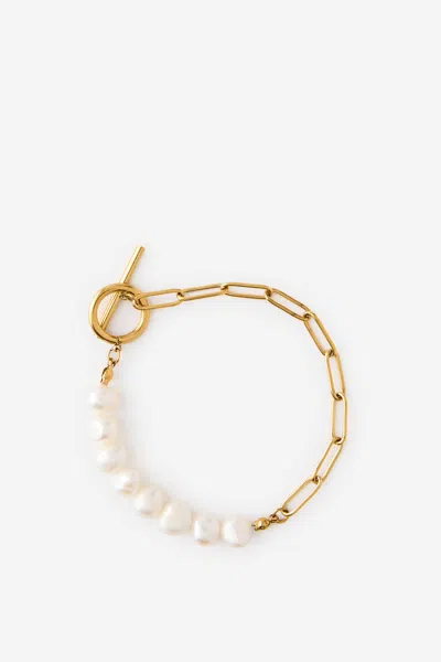 Cotton On Waterproof Single Bracelet In Gold Plated Pearl Fob Chain