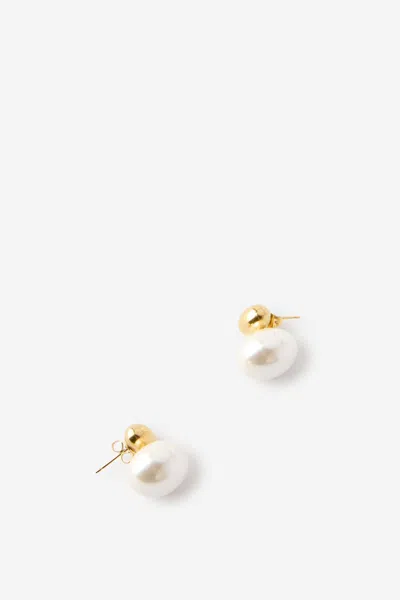 Cotton On Waterproof Small Charm Earring In Gold Pearl Pebble