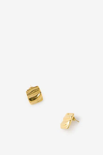 Cotton On Waterproof Small Charm Earring In Gold Rectangle Ripple