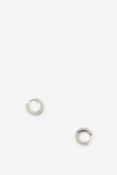 Cotton On Waterproof Small Hoop Earring In Silver Rectangle Tube Huggie