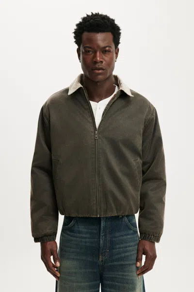 Cotton On Waxed Harrington Jacket In Green