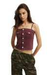 Cotton On Willow Denim Corset In Burgundy