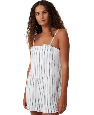 Cotton On Women's Addison Beach Playsuit In Carrie Stripe White