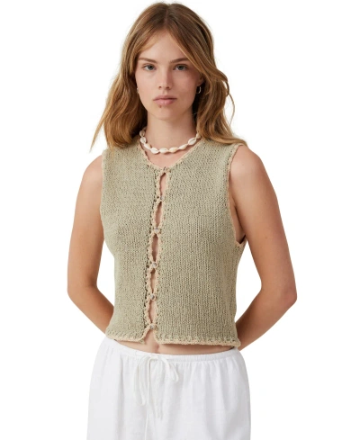 Cotton On Women's Boucle Blanket Stitch Vest In Desert Sage,shortbread