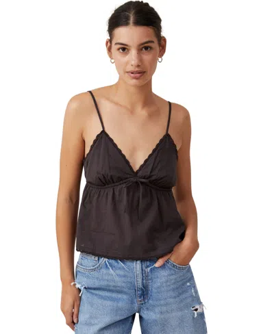 Cotton On Women's Cotton Lace Cami In Black