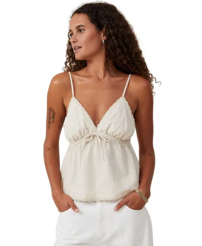 Cotton On Women's Cotton Lace Cami Top In Stone Dobby