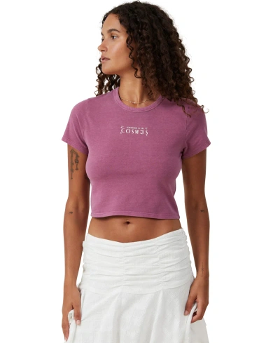 Cotton On Women's Crop Fit Graphic T-shirt In Cosmos,damson