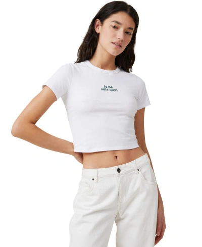Cotton On Women's Crop Fit Graphic T-shirt In Je Ne Sais Quoi,white
