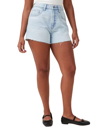 Cotton On Women's Curvy High Mom Denim Shorts In Air Blue