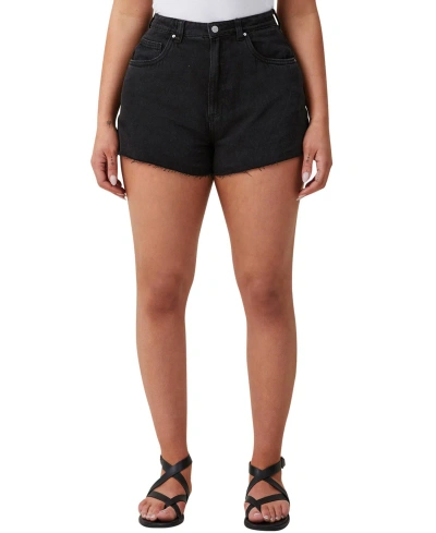 Cotton On Women's Curvy High Mom Denim Shorts In Graphite Black