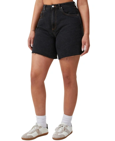 Cotton On Women's Curvy Relaxed Denim Shorts In Smokey Black