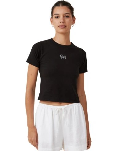 Cotton On Women's Fitted Graphic Longline T-shirt In Roy,black