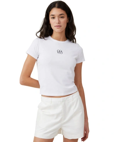 Cotton On Women's Fitted Graphic Longline T-shirt In Roy,white