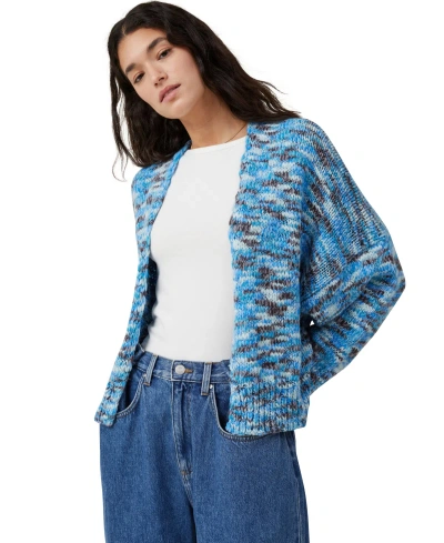 Cotton On Women's Happy Crop Cardigan Sweater In Blue Multi