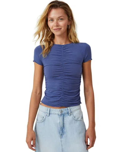 Cotton On Women's Hazel Rouched Front Short Sleeve Top In Navy