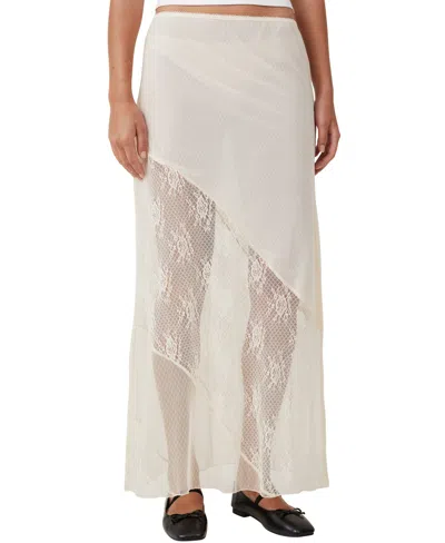 Cotton On Women's Lace Panel Maxi Skirt In Coconut
