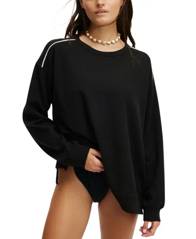 Cotton On Women's Long-sleeve Ribbed Beach Top