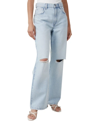 Cotton On Women's Loose Straight Jean In Crystal Blue Rip