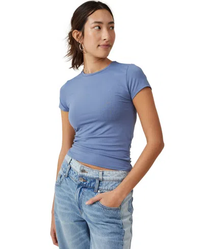 Cotton On Women's Luxe Crew Neck Short Sleeve Top In Blue