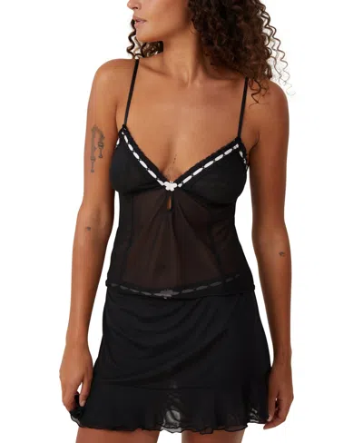 Cotton On Women's Mesh Cami Top In Black
