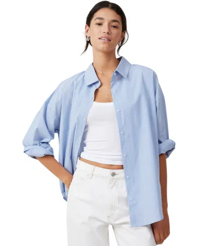 Cotton On Women's Noah Long Sleeve Shirt In Gigi Blue Stripe