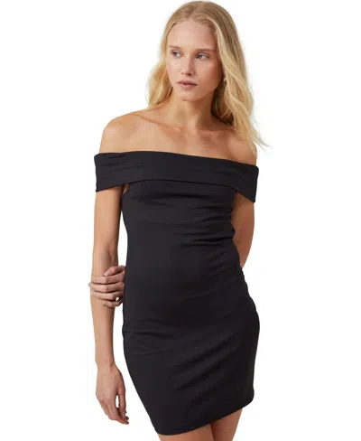 Cotton On Women's Off Shoulder Luxe Mini Dress In Black