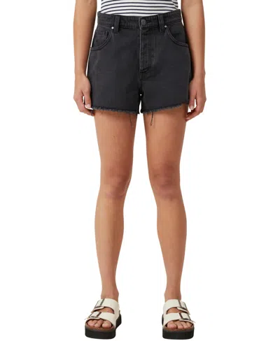 Cotton On Women's Original Cut Off Denim Short In Black Worn