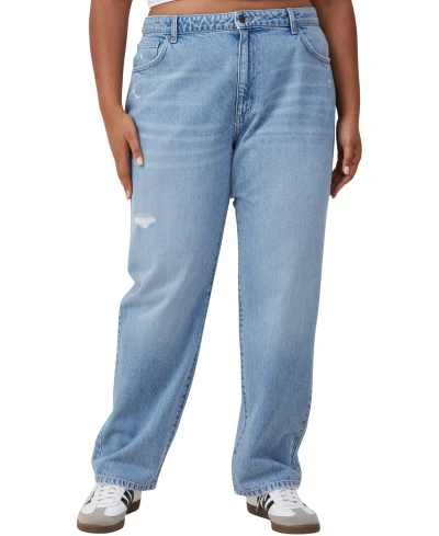 Cotton On Women's Original Straight Jean In Breeze Blue Worn