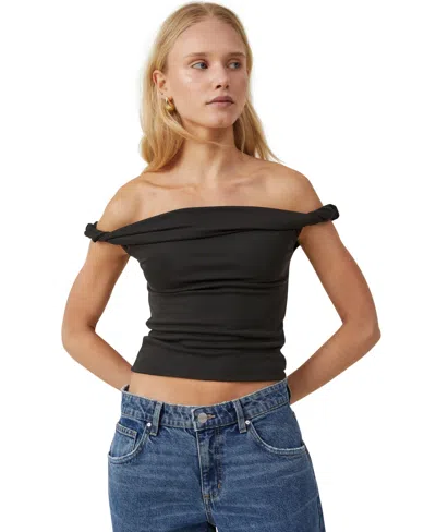 Cotton On Women's Phoebe Twist Short Sleeve Top In Black