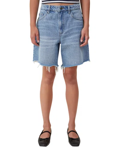 Cotton On Women's Relaxed Denim Short In Breeze Blue Worn