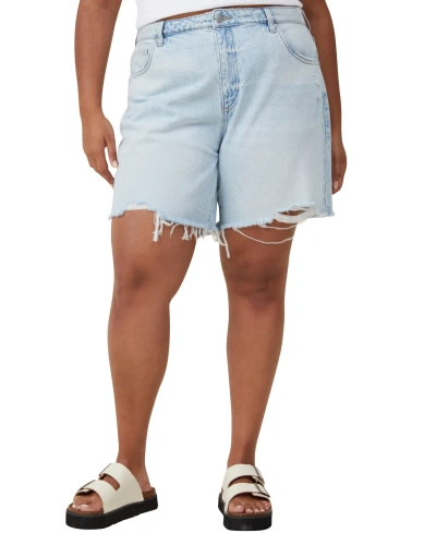 Cotton On Women's Relaxed Denim Shorts In Air Blue Rip