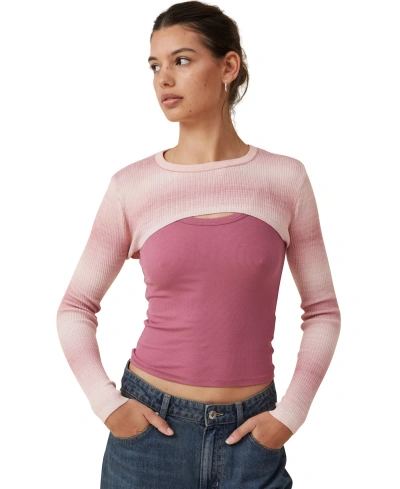 Cotton On Women's Rib Pullover Shrug Sweater In Chalk Pink Ombre