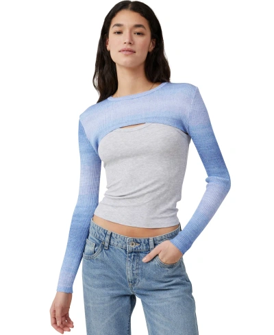Cotton On Women's Rib Pullover Shrug Sweater In Horizon Blue Ombre