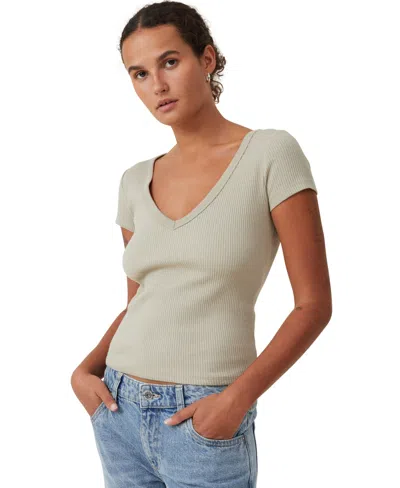 Cotton On Women's Rory V Neck Short Sleeve Tee In Sage
