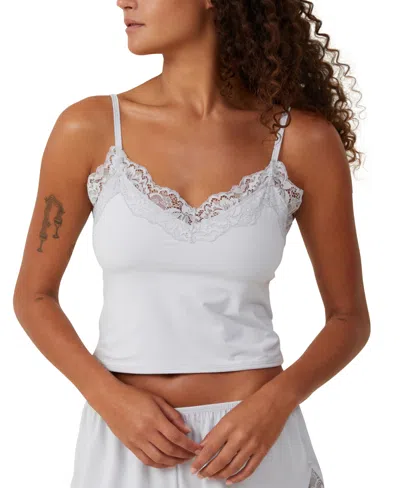 Cotton On Women's Soft Lounge Lace Trim Cami Top In Slate Blue