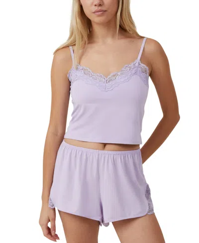 Cotton On Women's Soft Lounge Lace Trim Cami Top In Purple