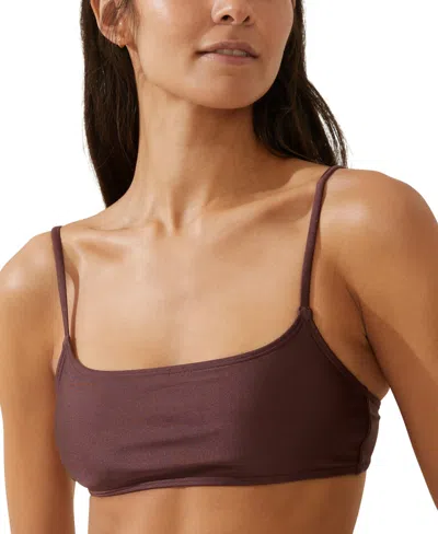 Cotton On Women's Straight-neck Crop Bikini Top In Willow Brown Shimmer