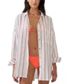 COTTON ON WOMEN'S STRIPED SWING BEACH COVER UP SHIRT