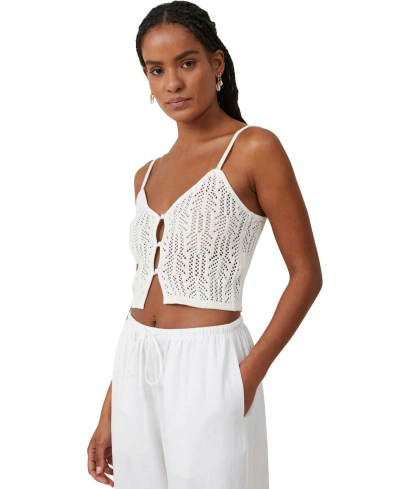 Cotton On Women's Summer Knit Mesh Cami Top In White