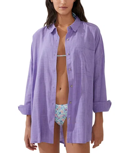 Cotton On Women's Swing Beach Cover Up Shirt In Purple