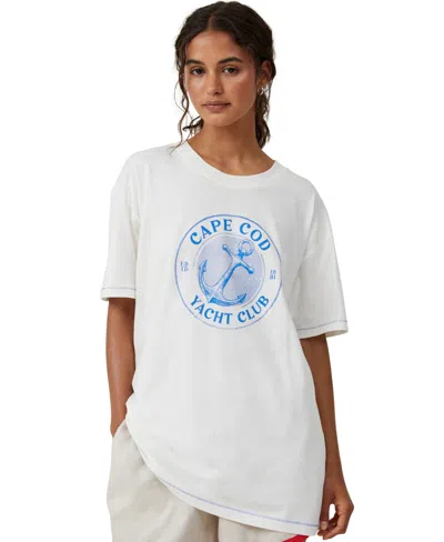Cotton On Women's The Oversized Graphic T-shirt In Cape Cod,vintage-like White