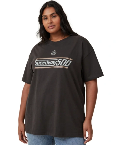 Cotton On Women's The Oversized Graphic T-shirt In Speedway,washed Black