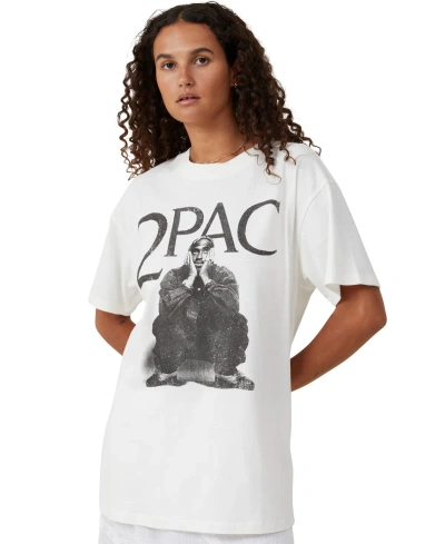 Cotton On Women's The Oversized Hip Hop T-shirt In Tupac,vintage-like White