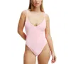 Cotton On Women's Velvet Tie-back Brazilian One-piece Swimsuit In Malibu Pink Velvet
