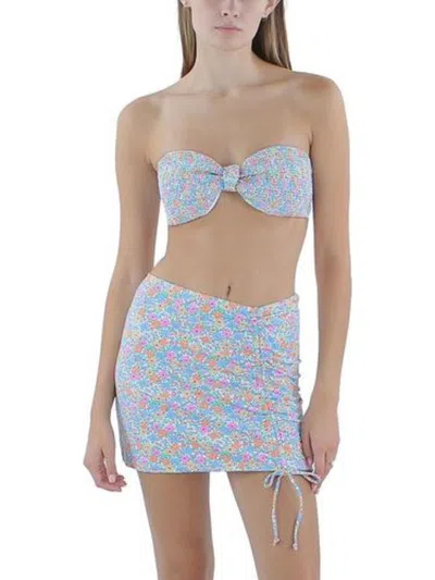 Cotton On Womens Check Print Bandeau Bikini Swim Top In Multi