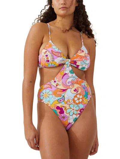 Cotton On Womens Cut-out Knot One-piece Swimsuit In Multi