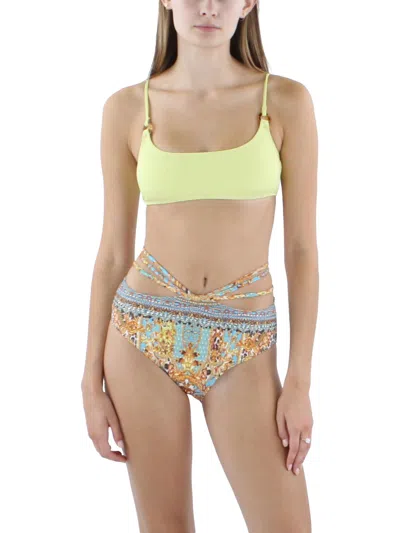 Cotton On Womens Ribbed Embellished Bikini Swim Top In Multi