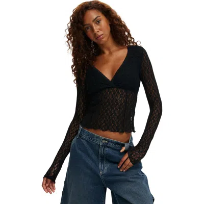 Cotton On Zali V Cross Over Long Sleeve In Black